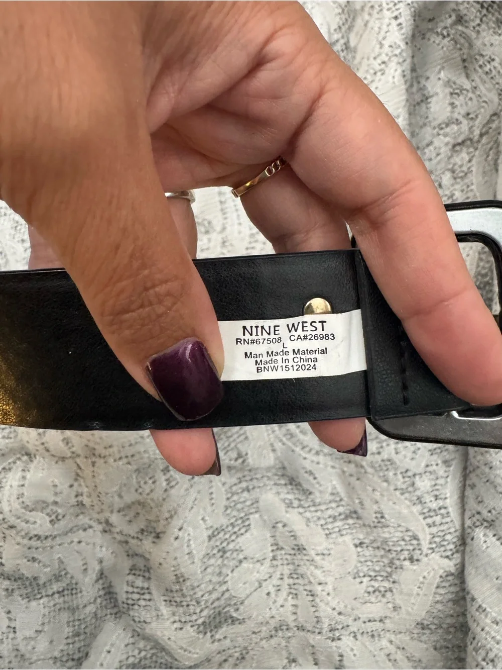 ❇️New Nine West Black Leather Belt with Gold-Tone Buckle ❇️
